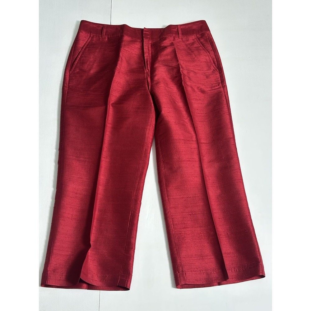 Lauren Ralph Lauren Silk Evening Capris Ankle Pants Wine Burgundy Size (8)
